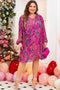 Abstract Floral Print Pleated H Line Mini Dress