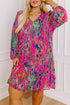 Abstract Floral Print Pleated H Line Mini Dress