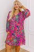 Abstract Floral Print Pleated H Line Mini Dress