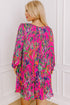 Abstract Floral Print Pleated H Line Mini Dress