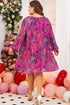 Abstract Floral Print Pleated H Line Mini Dress
