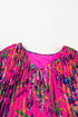 Abstract Floral Print Pleated H Line Mini Dress