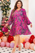 Abstract Floral Print Pleated H Line Mini Dress