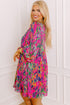 Abstract Floral Print Pleated H Line Mini Dress