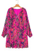 Abstract Floral Print Pleated H Line Mini Dress