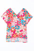 Abstract Floral Print V Neck Dolman Sleeve Blouse