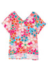 Abstract Floral Print V Neck Dolman Sleeve Blouse