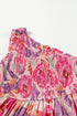 Abstract Floral Shirred One Shoulder Maxi Dress