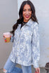 Abstract Fuzzy Collar Patch Pocket Long Sleeve Tunic Jacket