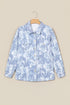 Abstract Fuzzy Collar Patch Pocket Long Sleeve Tunic Jacket