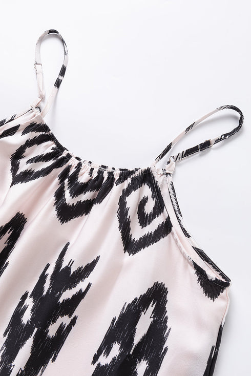 Abstract Geometric Pattern Sleeveless Flowy Maxi Dress