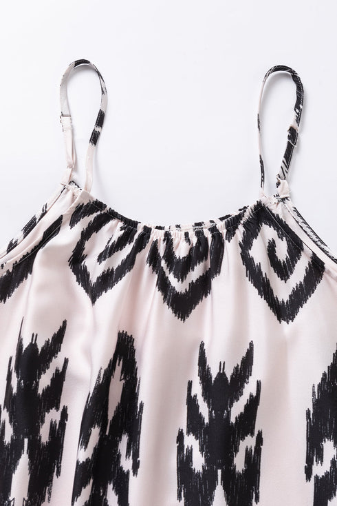 Abstract Geometric Pattern Sleeveless Flowy Maxi Dress