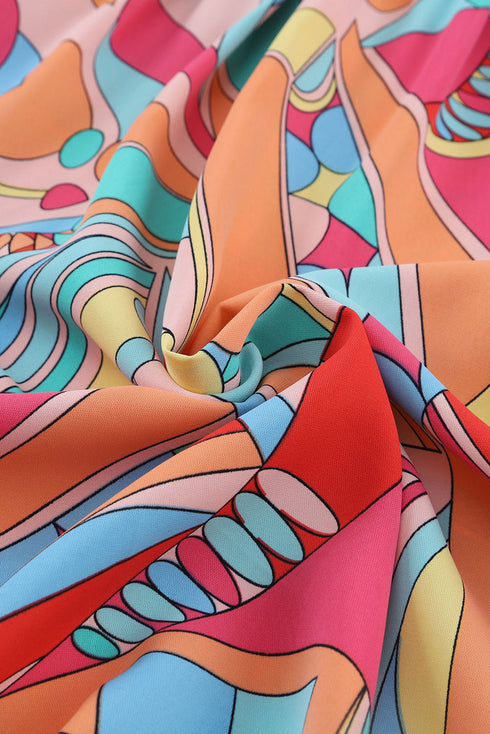 Abstract Geometric Print Relaxed Fit Button Up Shirt