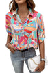 Abstract Geometric Print Relaxed Fit Button Up Shirt
