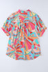 Abstract Geometric Print Relaxed Fit Button Up Shirt