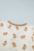 Abstract Gingerbread Print Paneled Long Sleeve Two Piece Lounge Set
