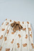 Abstract Gingerbread Print Paneled Long Sleeve Two Piece Lounge Set