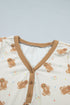 Abstract Gingerbread Print Paneled Long Sleeve Two Piece Lounge Set