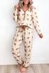 Abstract Gingerbread Print Paneled Long Sleeve Two Piece Lounge Set