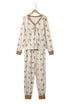 Abstract Gingerbread Print Paneled Long Sleeve Two Piece Lounge Set