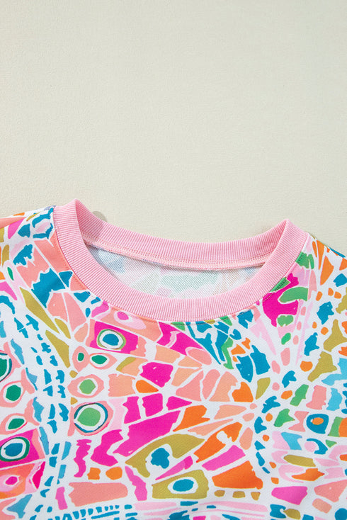 Abstract Graphic Print Crew Neck Long Sleeve Sweatshirt