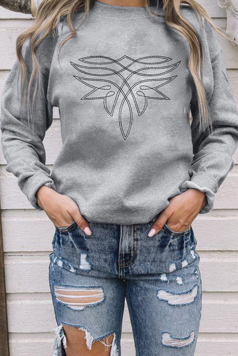 Abstract Graphic Print Long Sleeve Crew Neck Pullover