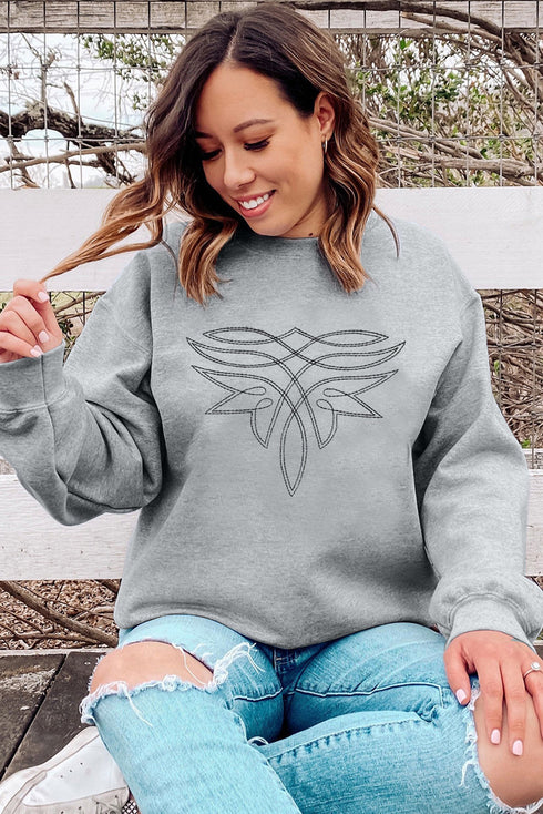 Abstract Graphic Print Long Sleeve Crew Neck Pullover