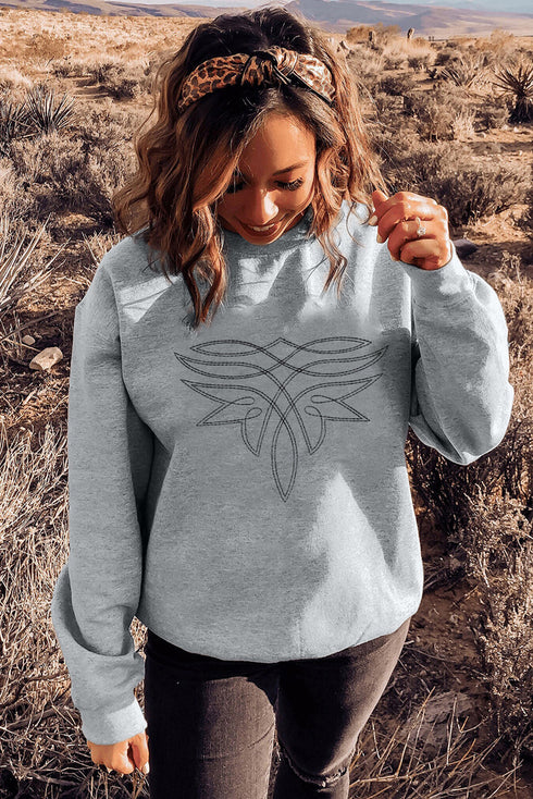 Abstract Graphic Print Long Sleeve Crew Neck Pullover