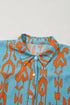 Abstract Ikat Print Short Sleeve Button Down Shirt