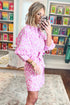 Abstract Leopard Print Tie Waist Puff Sleeve Mini Shirt Dress