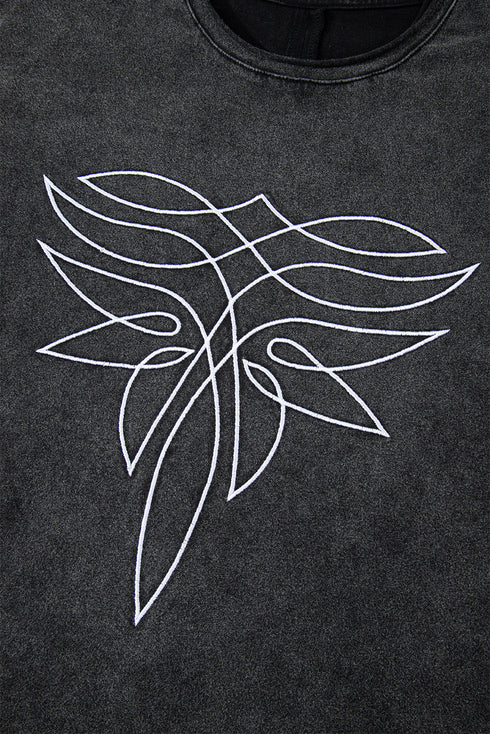 Abstract Line Art Graphic Mineral Washed Boyfriend Tee