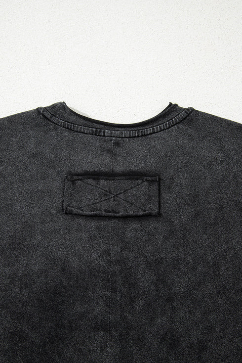 Abstract Line Art Graphic Mineral Washed Boyfriend Tee