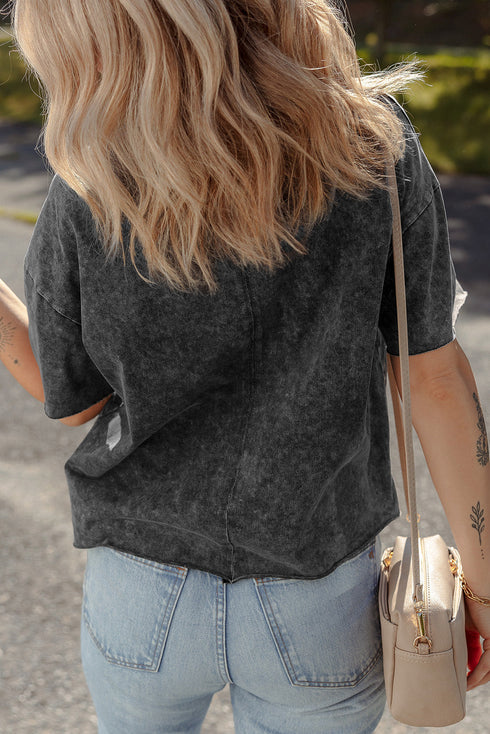 Abstract Line Art Graphic Mineral Washed Boyfriend Tee