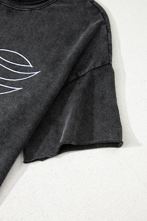 Abstract Line Art Graphic Mineral Washed Boyfriend Tee