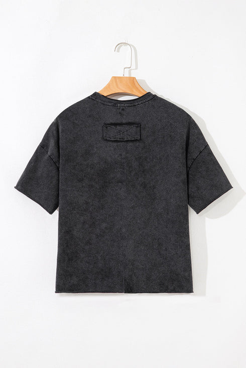 Abstract Line Art Graphic Mineral Washed Boyfriend Tee