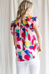 Abstract Pattern Ruffle Short Sleeves Blouse
