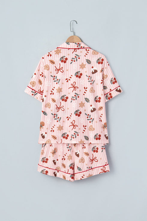 Abstract Pattern Short Sleeve Two Piece Lounge Set