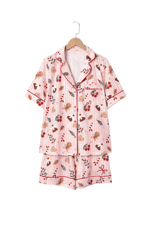 Abstract Pattern Short Sleeve Two Piece Lounge Set