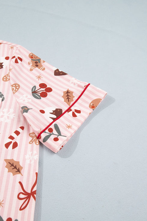 Abstract Pattern Short Sleeve Two Piece Lounge Set