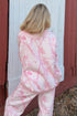 Abstract Plant Print Long Sleeve V Neck Wide Leg Pants Set