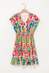 Abstract Print Bohemian Dolman Sleeve Tiered Mini Dress