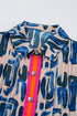 Abstract Print Bubble Sleeve Button up Mini Dress
