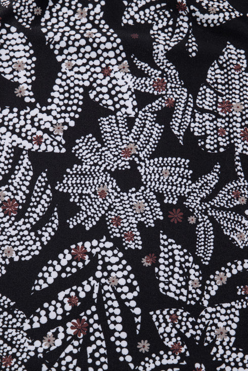 Abstract Print Buckle Crossed Strap Skirted Tankini Swimsuit