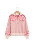 Abstract Print Button Detail Stand Neck Sweater