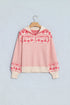 Abstract Print Button Detail Stand Neck Sweater