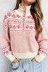 Abstract Print Button Detail Stand Neck Sweater
