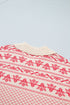Abstract Print Button Detail Stand Neck Sweater