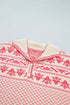 Abstract Print Button Detail Stand Neck Sweater