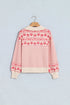 Abstract Print Button Detail Stand Neck Sweater