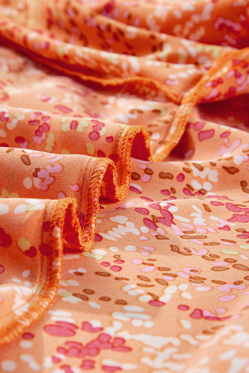 Abstract Print Collared V Neck Babydoll Blouse